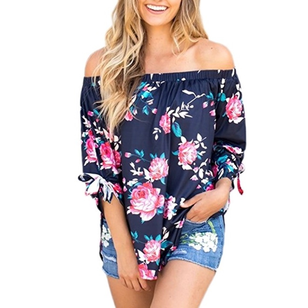🦋Womens BOHO Off the Shoulder Floral Top🦋